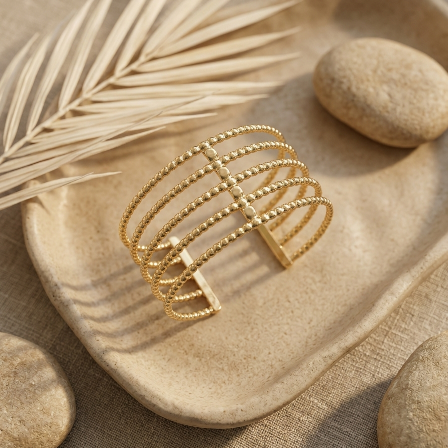 Stride Adjustable Gold Hand Cuff - Anti Tarnish