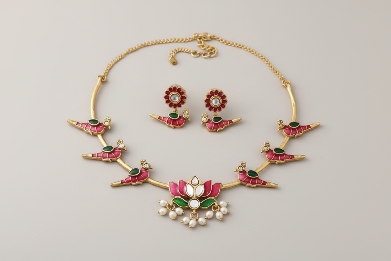 Siddhi Kempu Jewellery Set