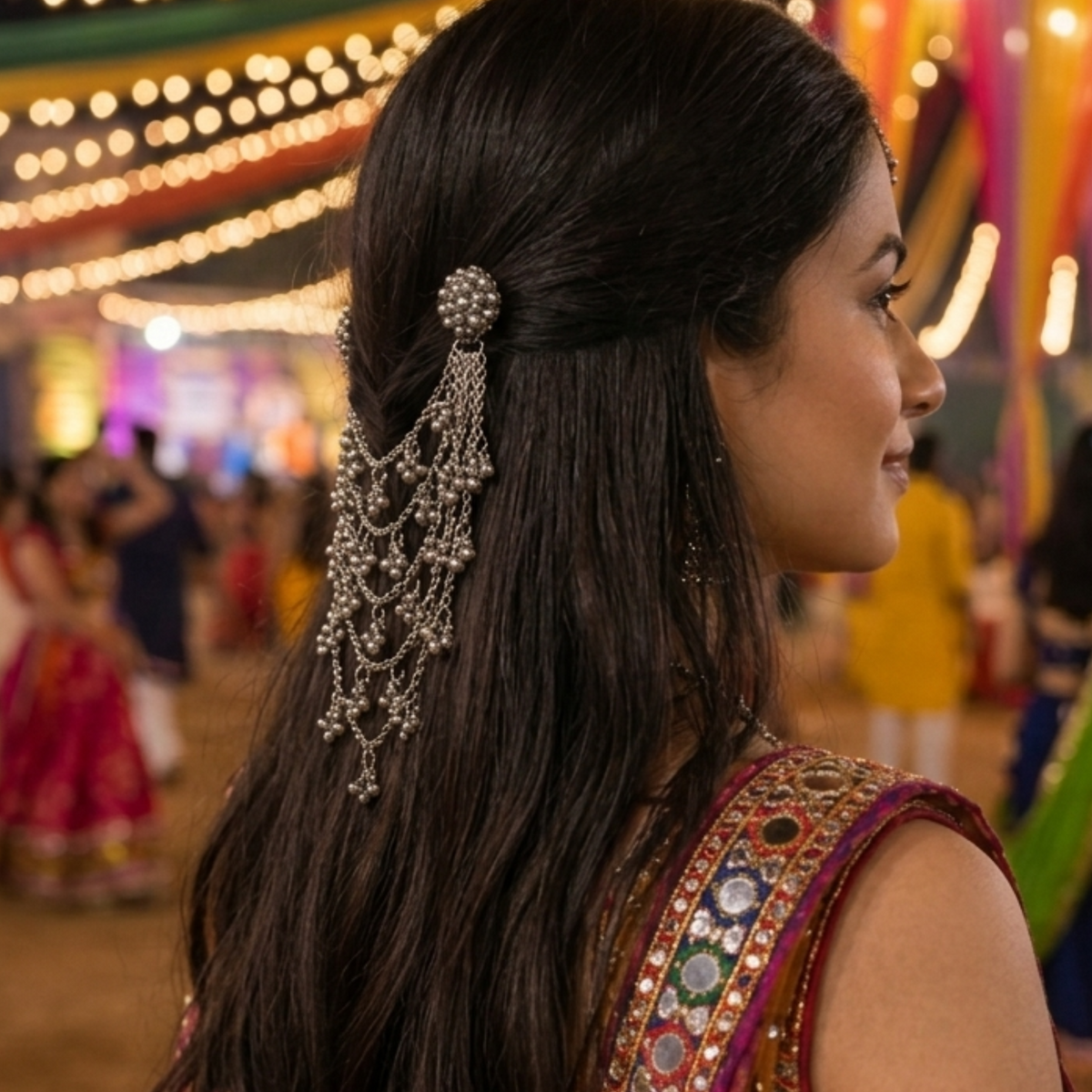 Silver Ghungaroo Hair Accessory
