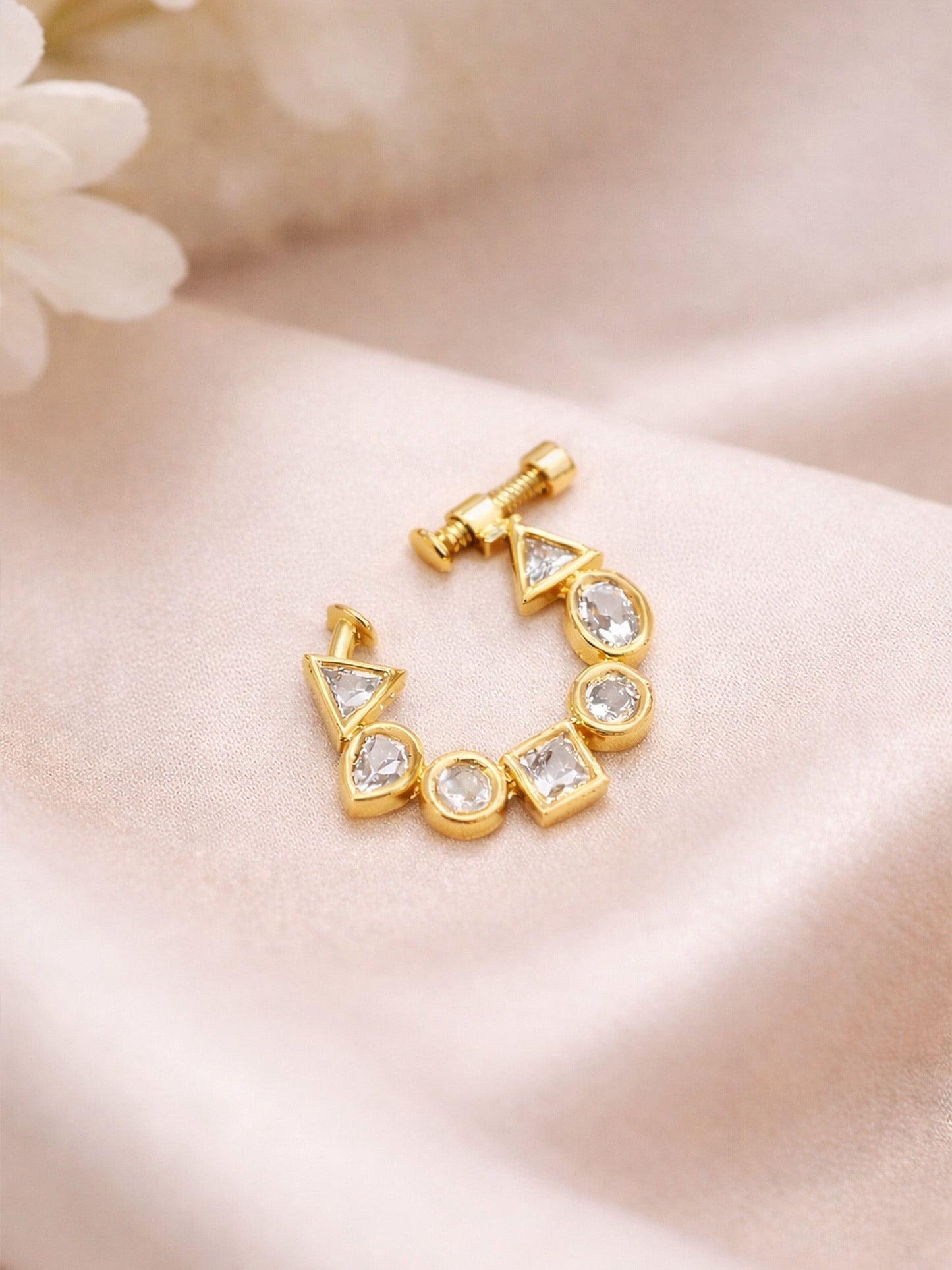 Gold Plated AD Nath with Screw