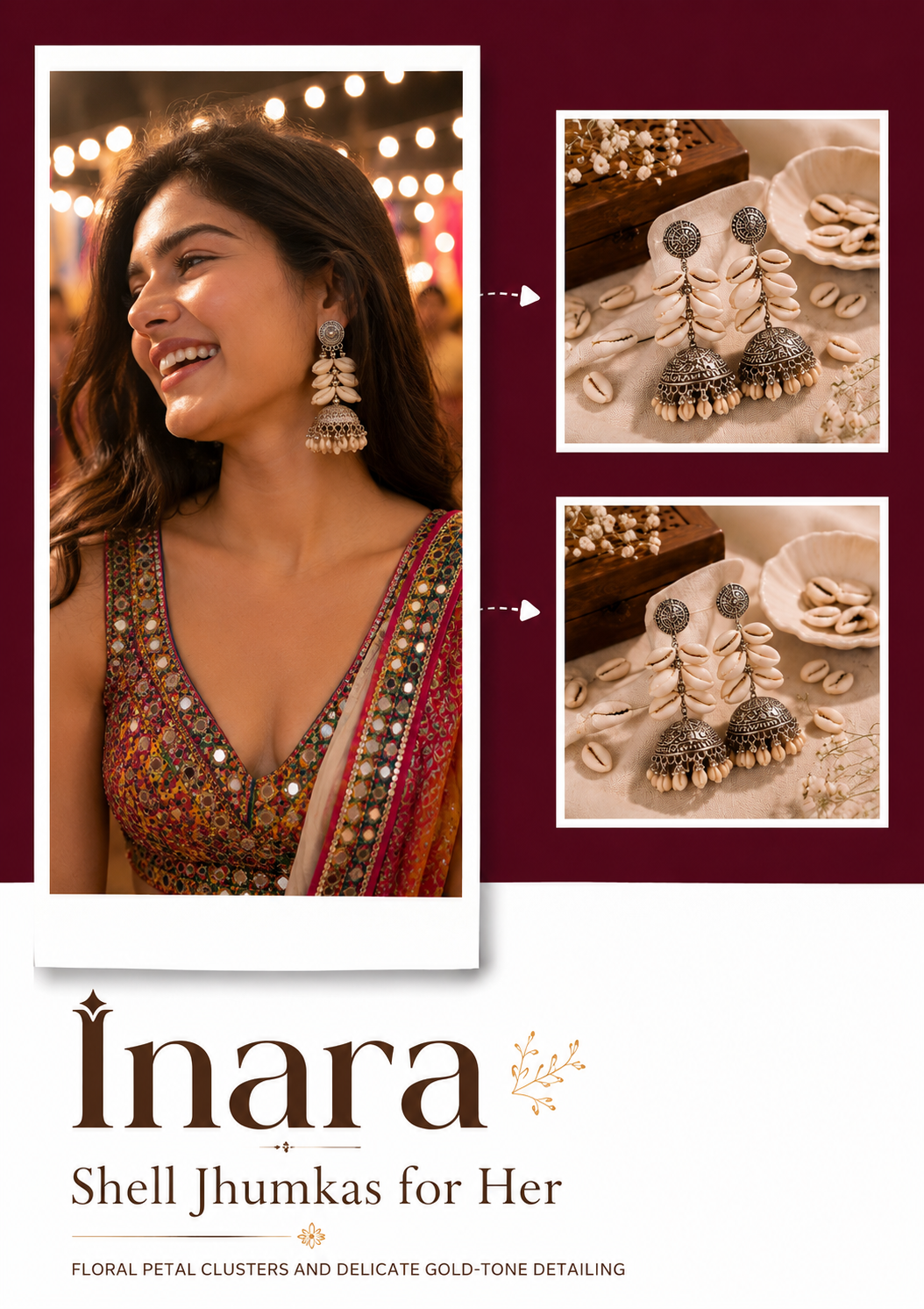 Inara Shell Jhumkas for Her