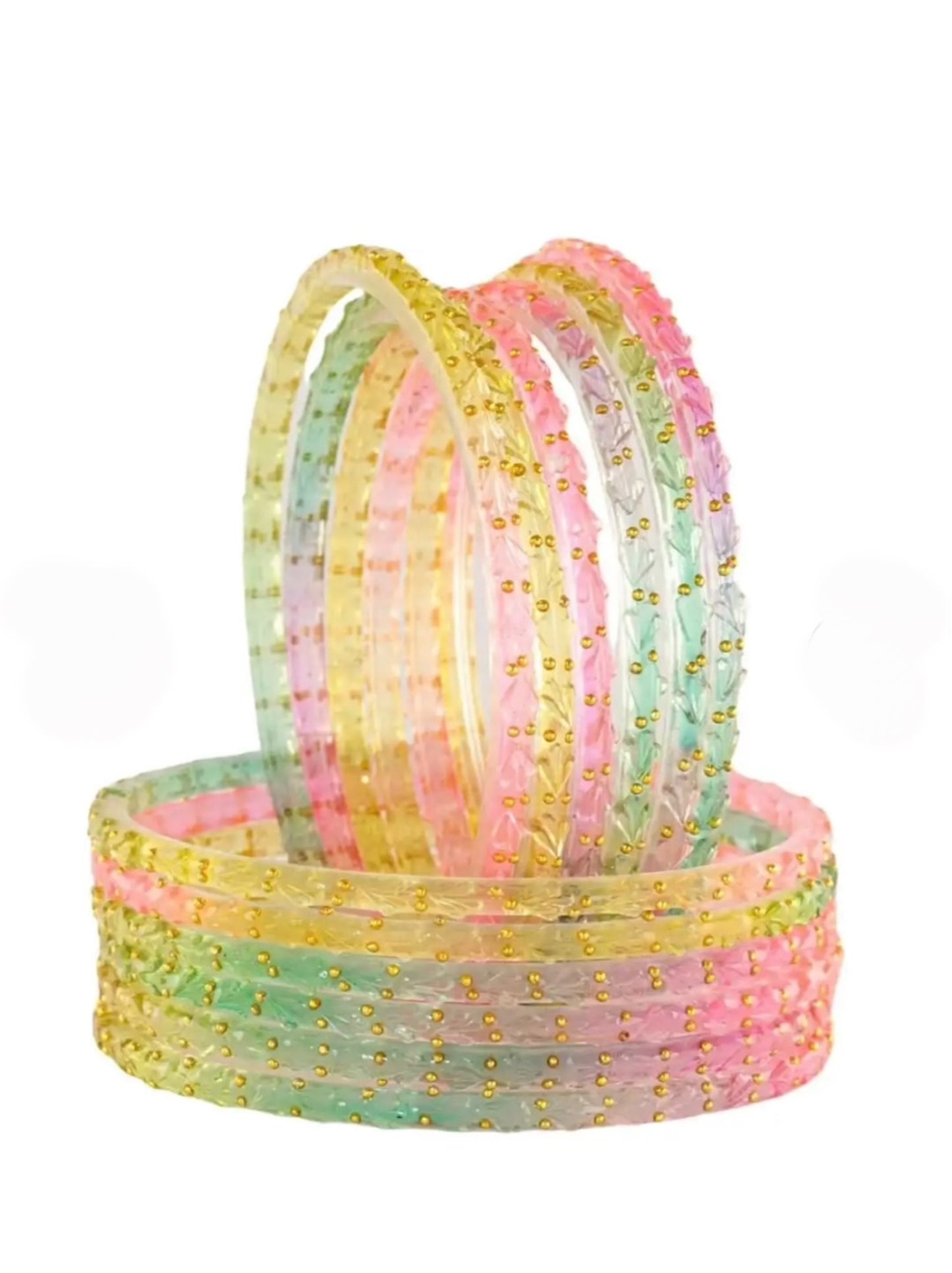 Multicolor Glass Bangles ( Set of 12 )