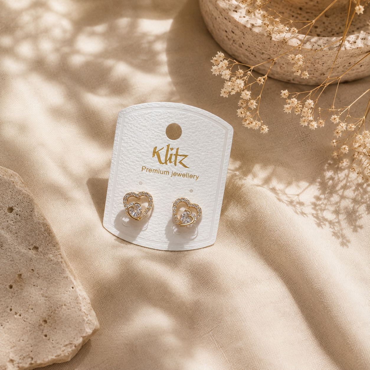 Diamond Heart Studs ( Anti Tarnish )
