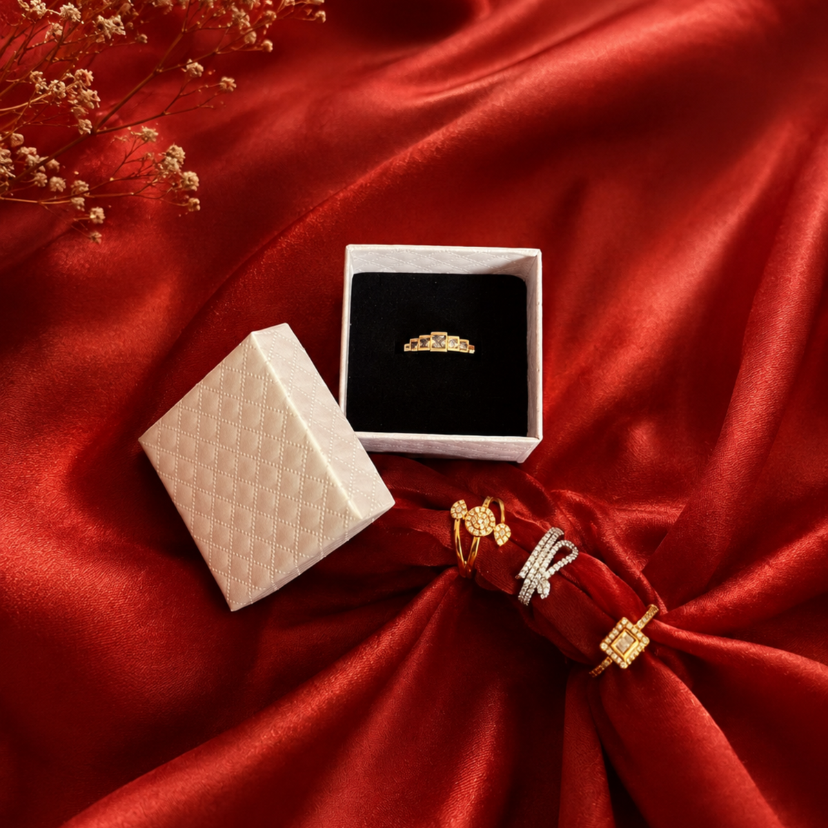 Four Mystery Diamond Adjustable Ring Box ( Any 4 AD Rings )
