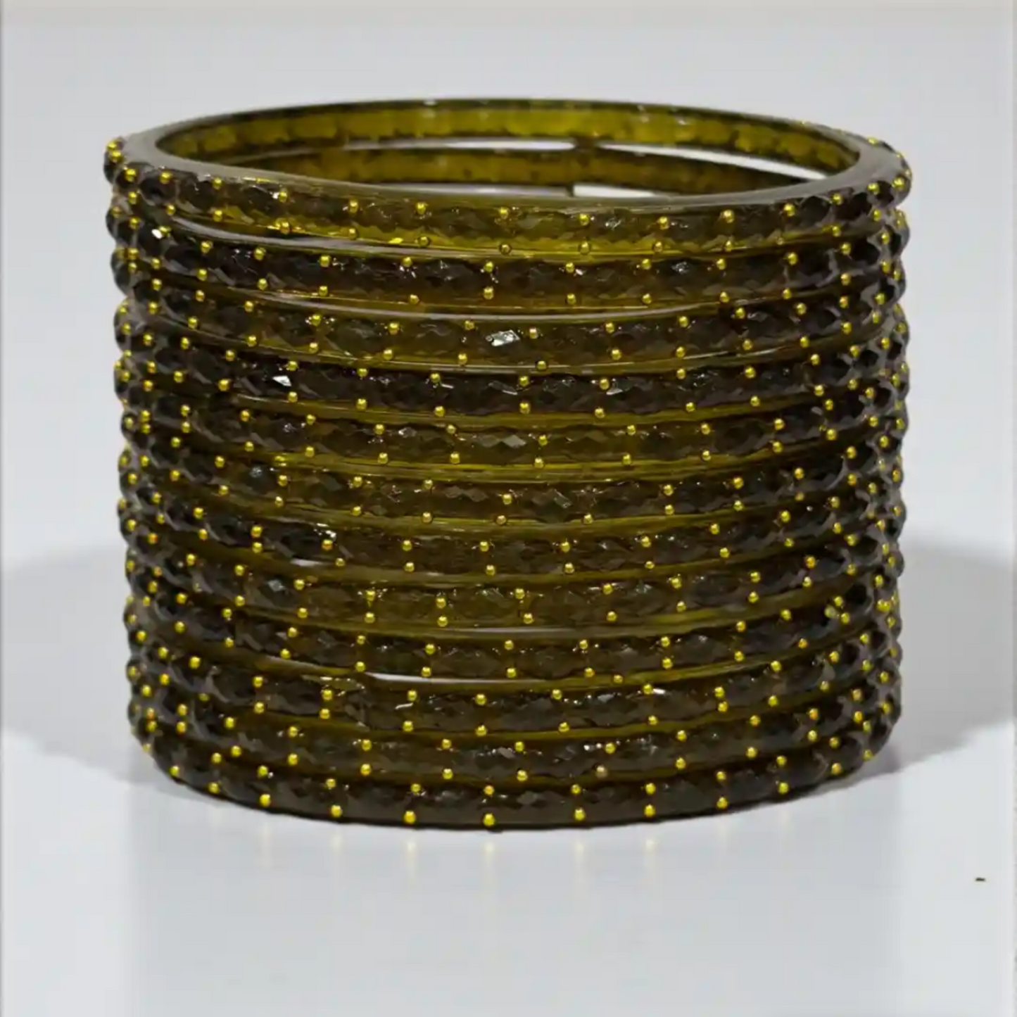 Rain Drop Kashmiri Colorful Bangles - Mehendi Green