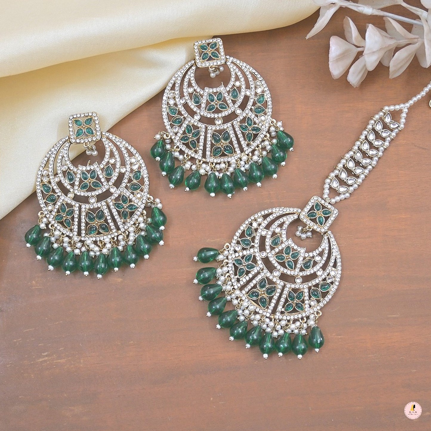 Sahiba Chandbali Earrings Tikka
