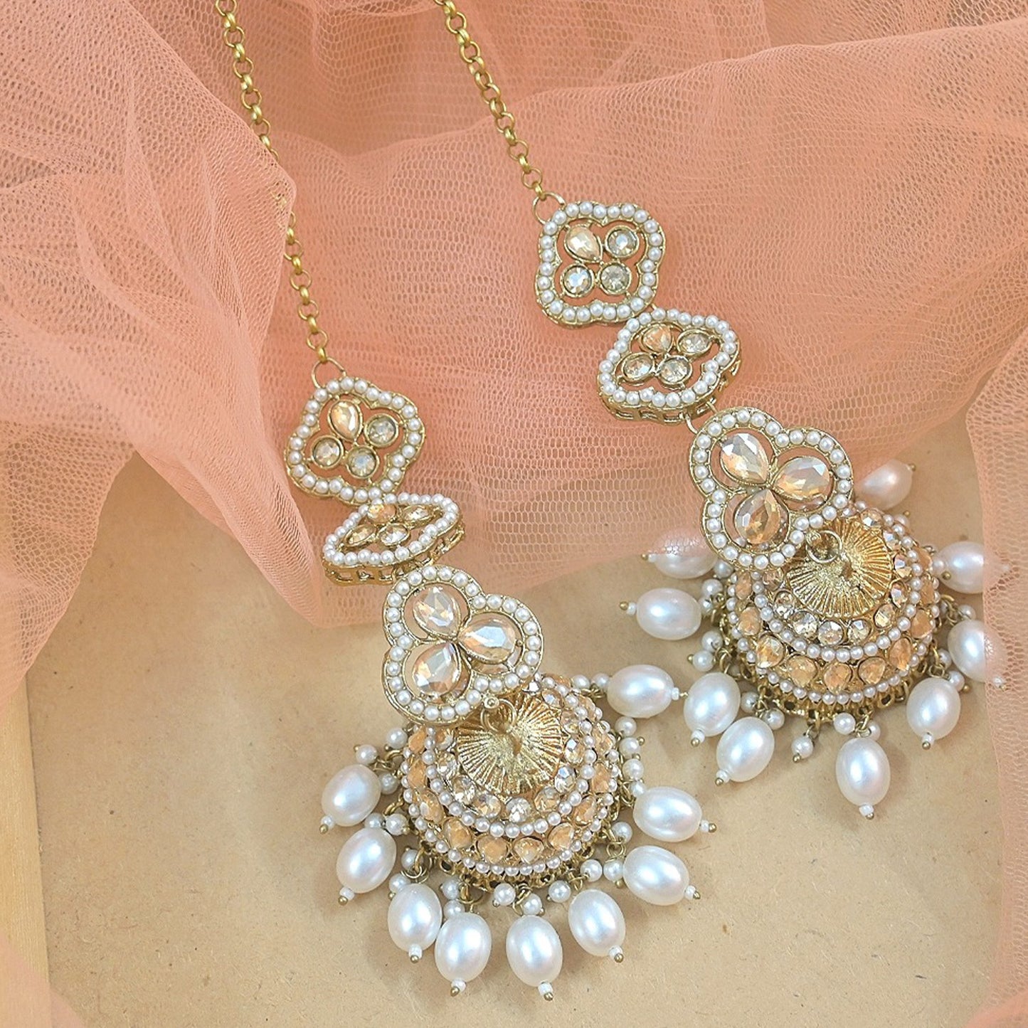 Raha Antique tone Premium Sahara Earrings Tikka