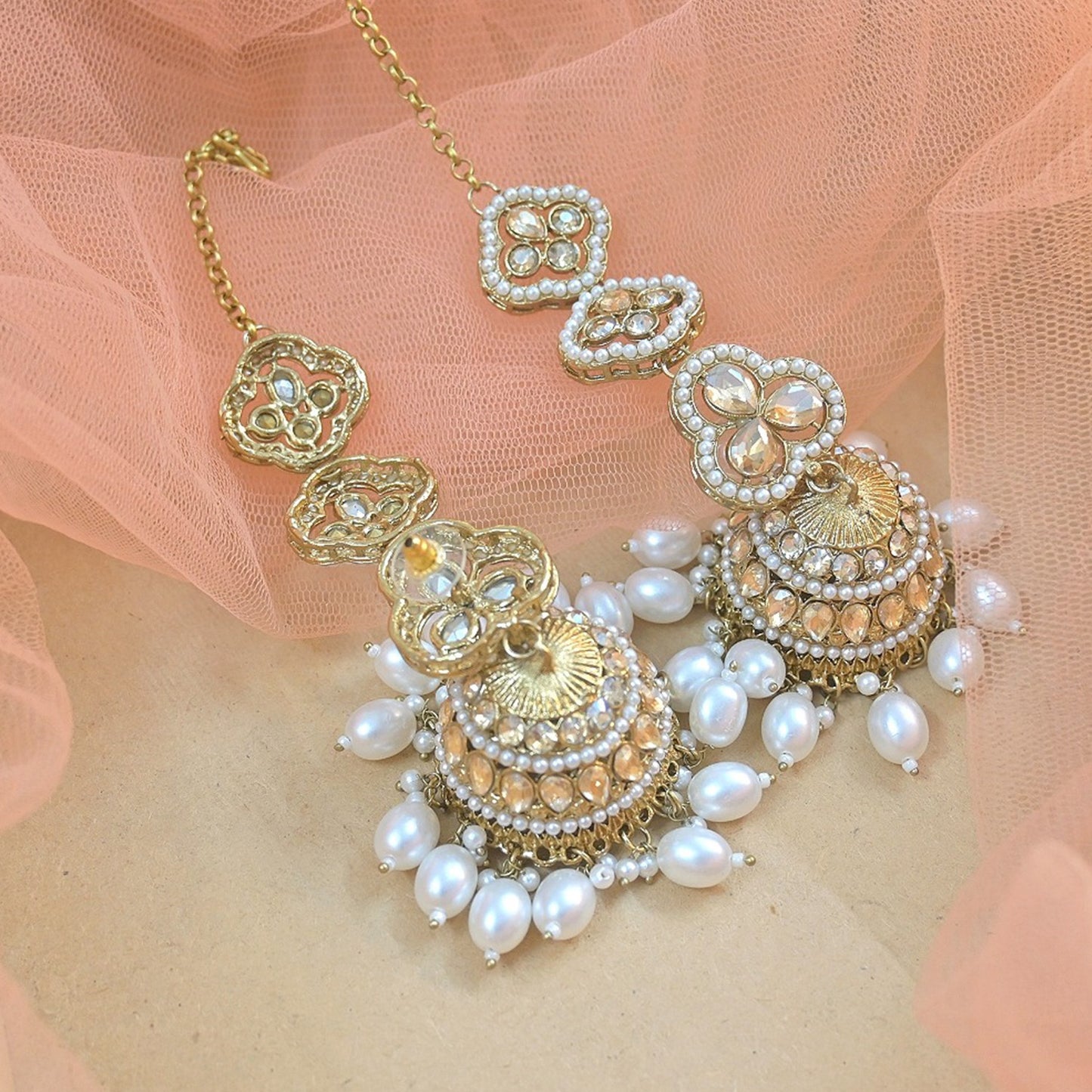Raha Antique tone Premium Sahara Earrings Tikka
