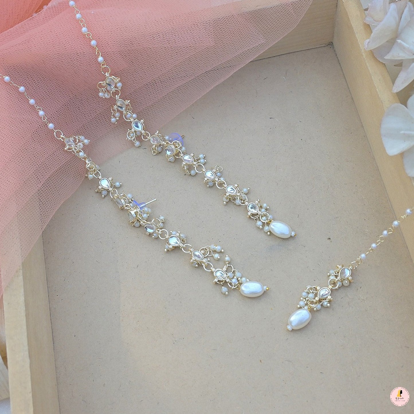 Sahara Pearl Drop bridesmaids Earrings Tika