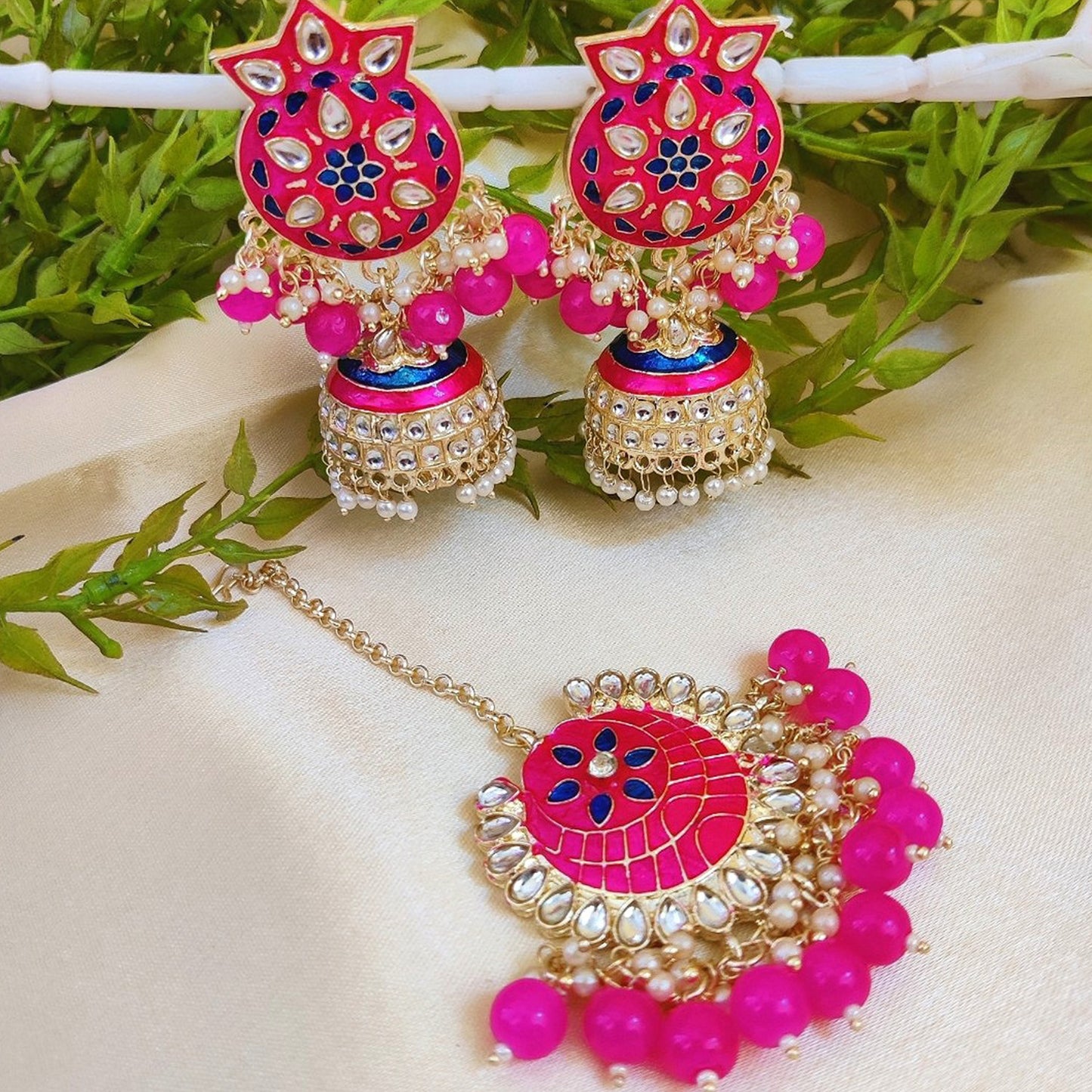 Affordable Meenawork Earrings Tikka