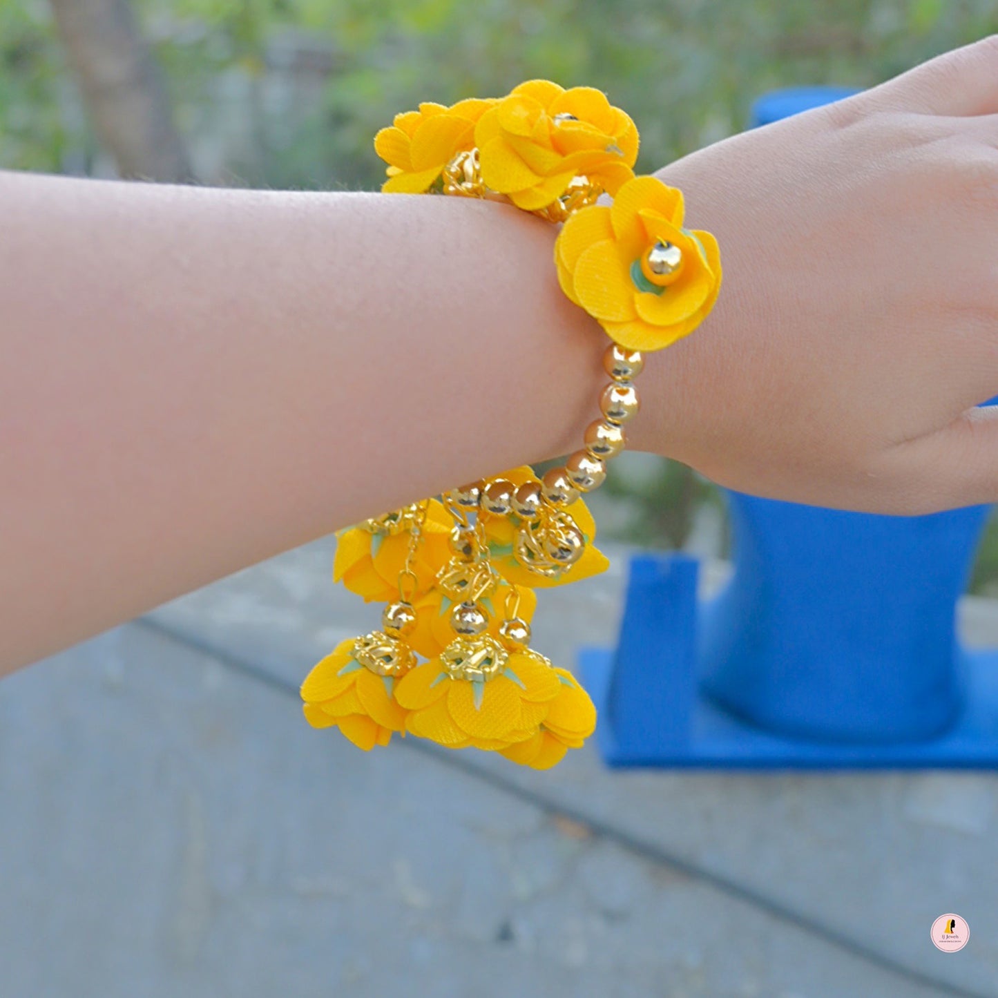 Yellow Adjustable Floral Kada