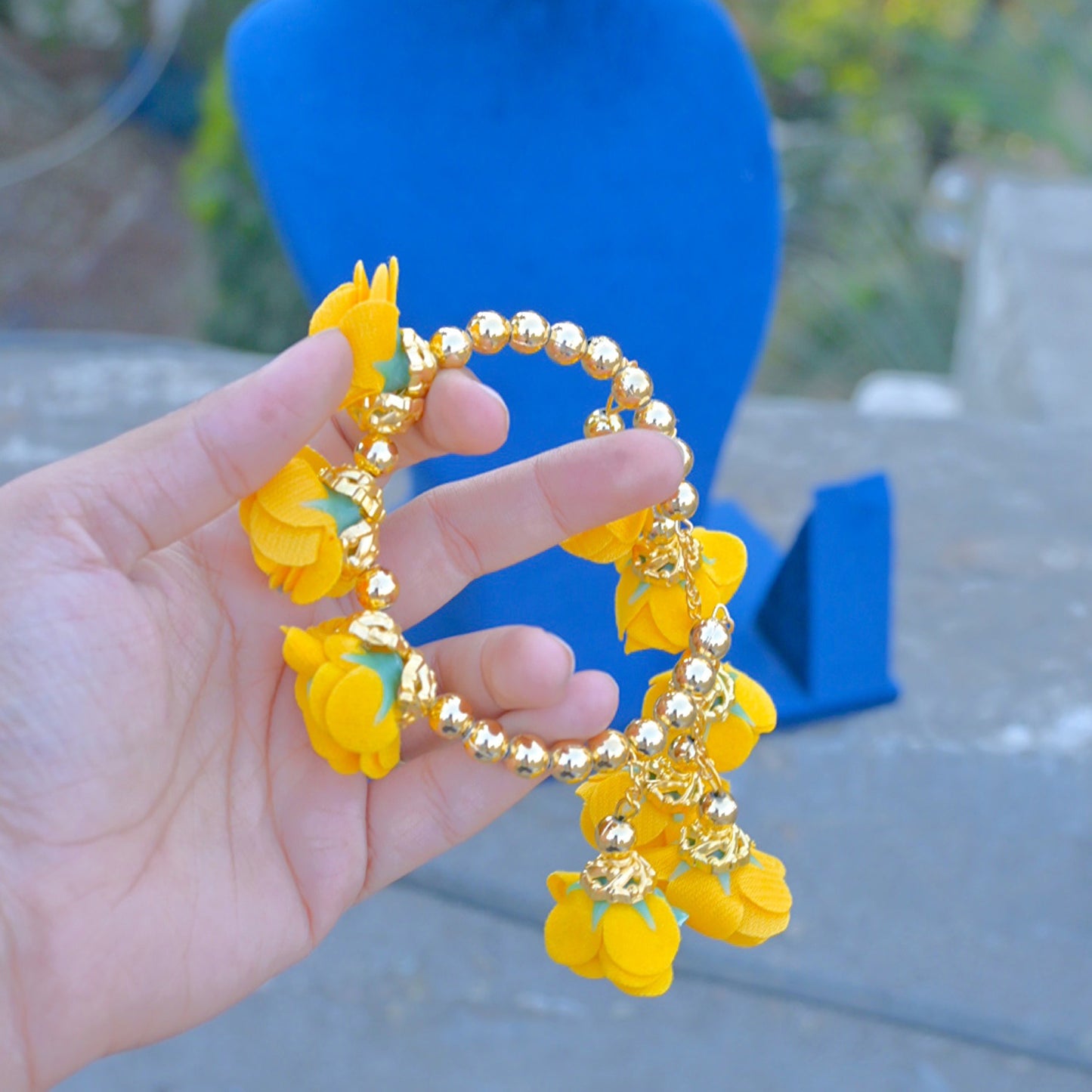 Yellow Adjustable Floral Kada