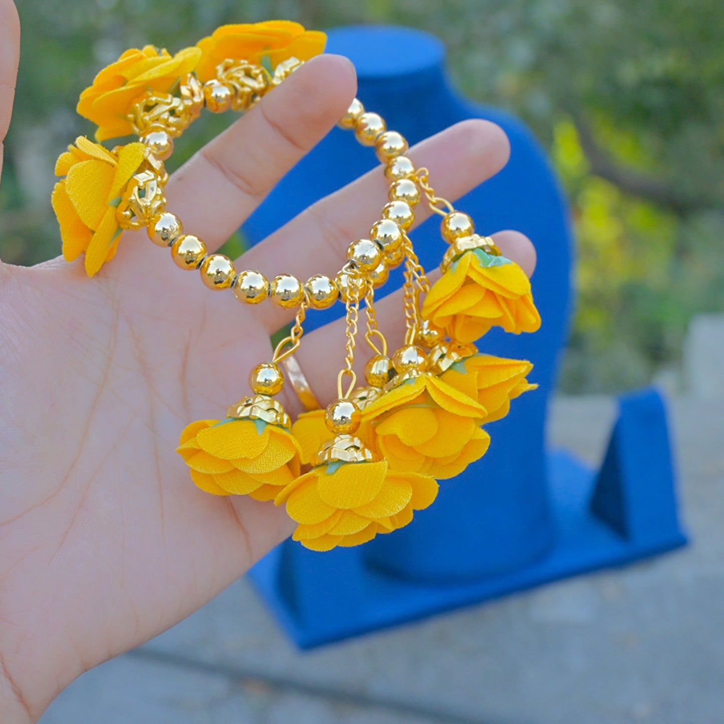 Yellow Adjustable Floral Kada