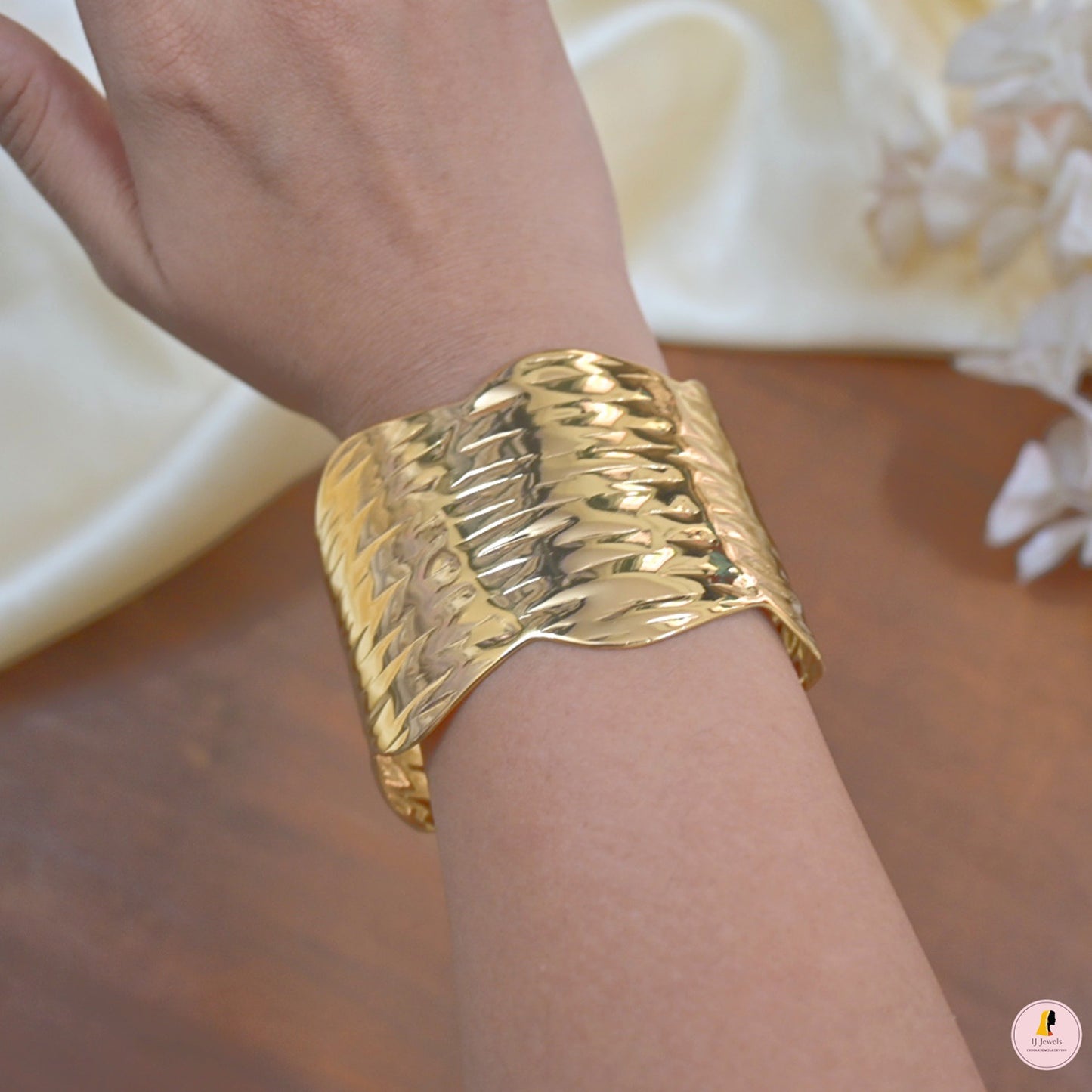 Gold Plated Chunky Handcuff for Her