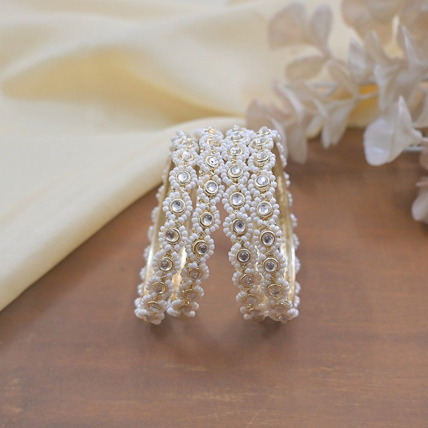 Premium Kundan with Pearl Detailed Bangles