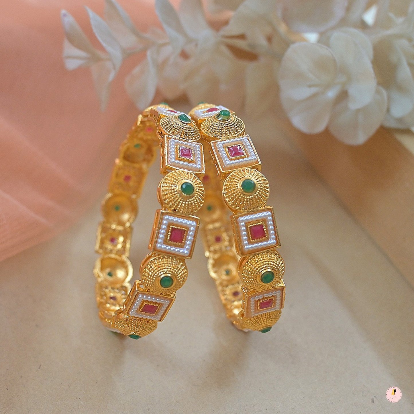 Traditional Colorful Gold Plated Bangles