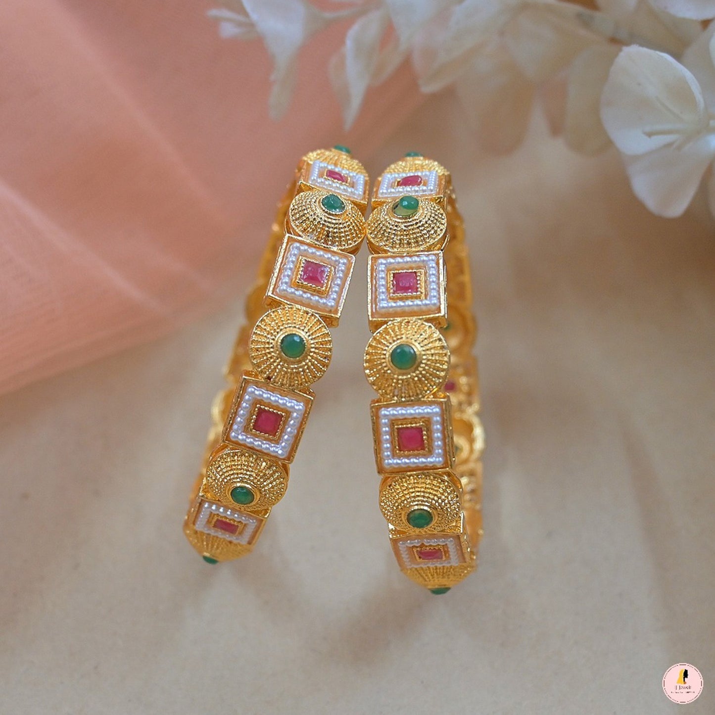 Traditional Colorful Gold Plated Bangles