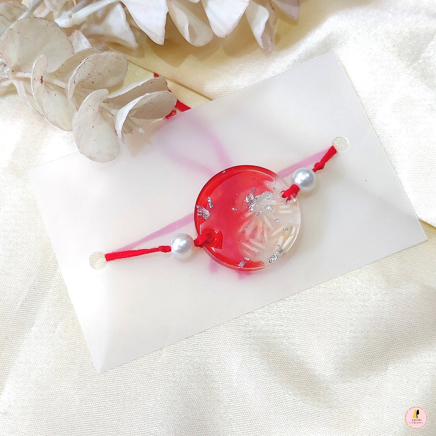 Unique Roli Chawal Resin Rakhi - Round