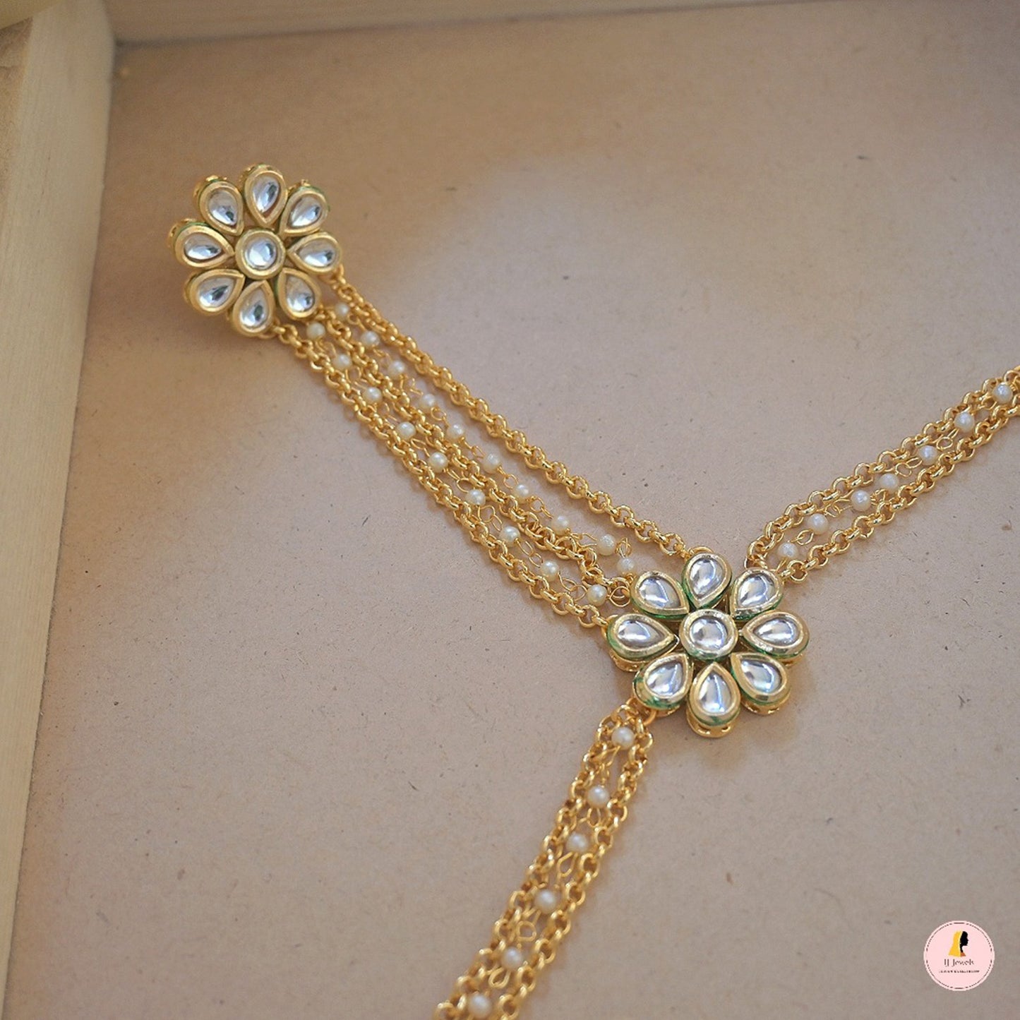 Adjustable Kundan RIng Hathpanja