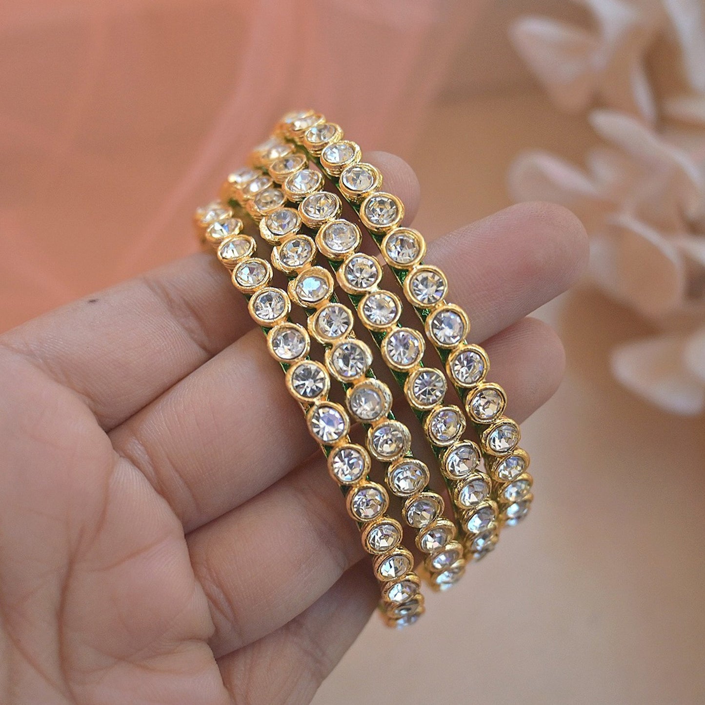 Affordable Kundan Bangles - Set of 4