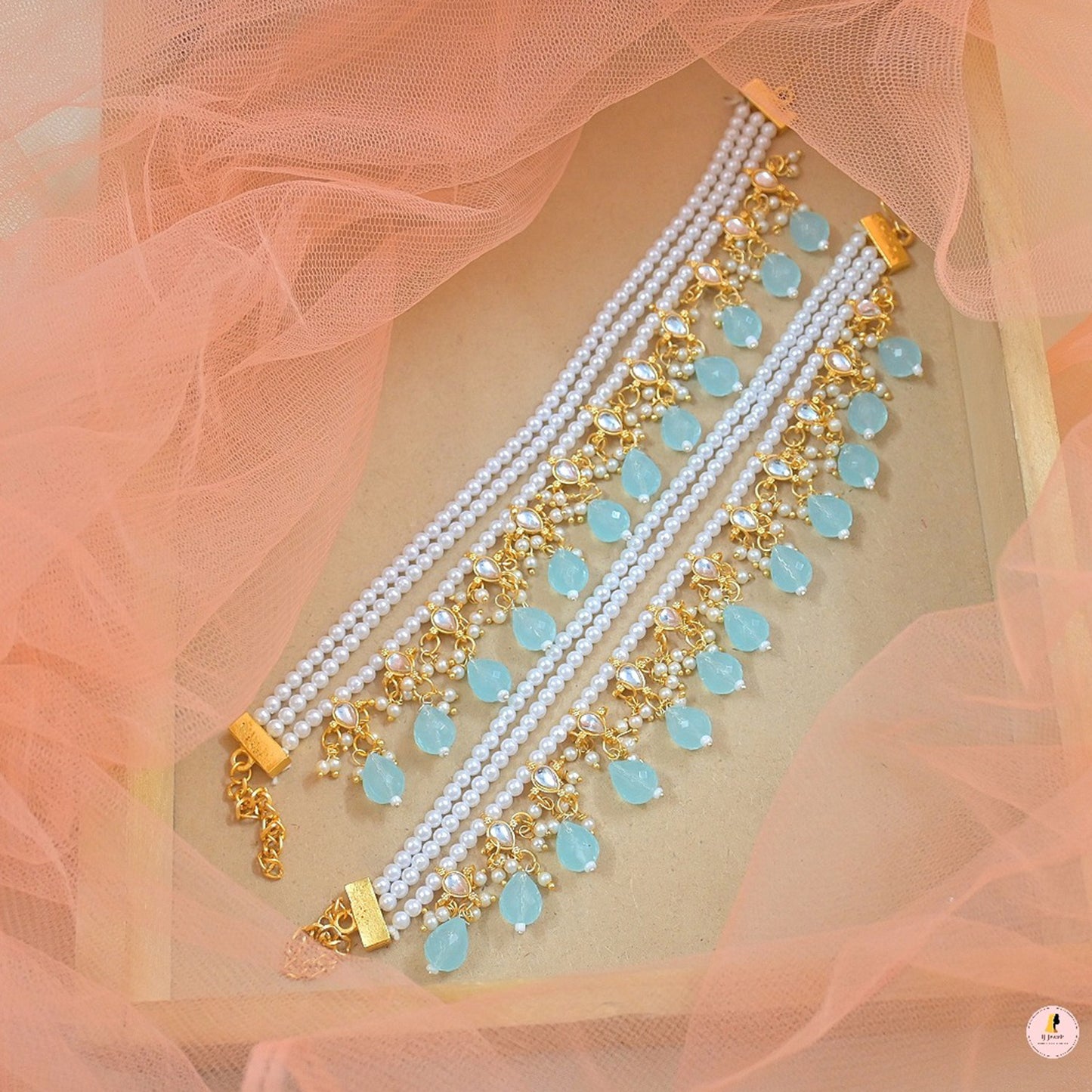 Stylish Pearl Payal - Sky Blue