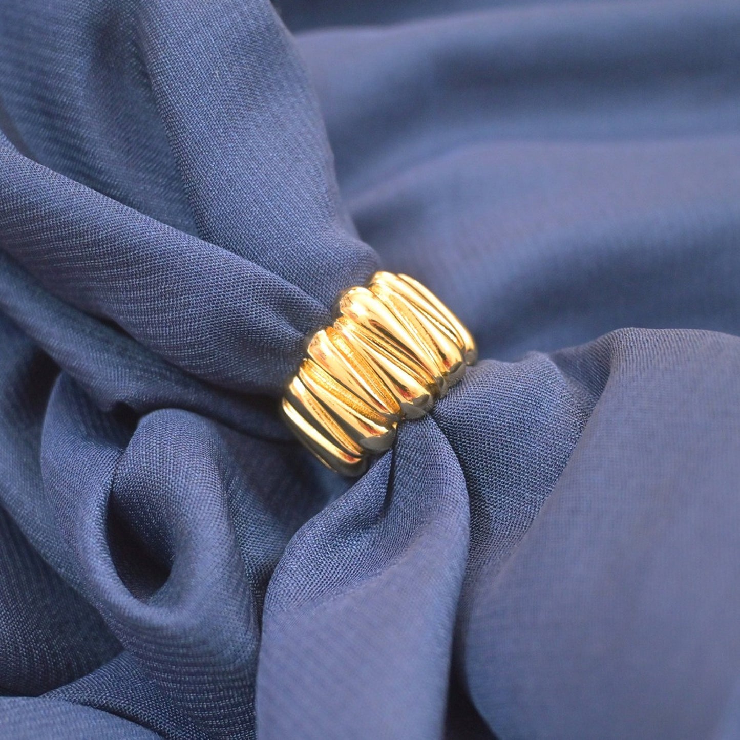 Golden Metallic Anti Tarnish Chunky Ring