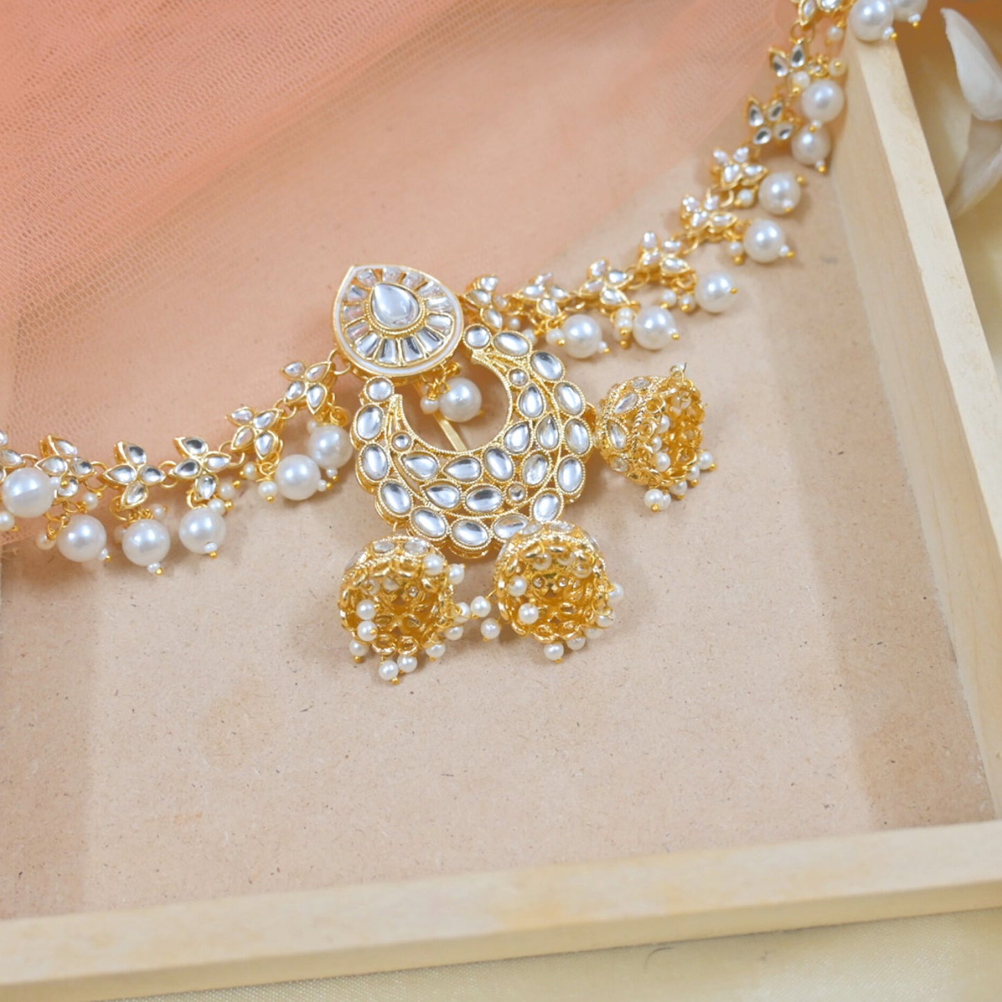 Wedding Special Pachi Kundan Hair Choti