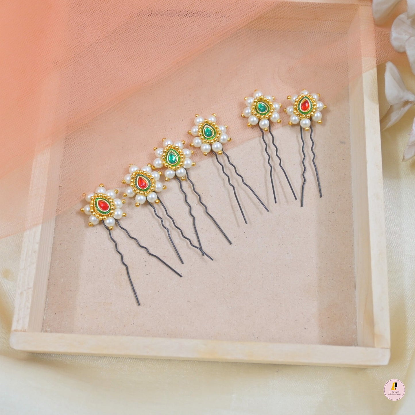 Pearl Drop Hair Pins ( Set of 6 )