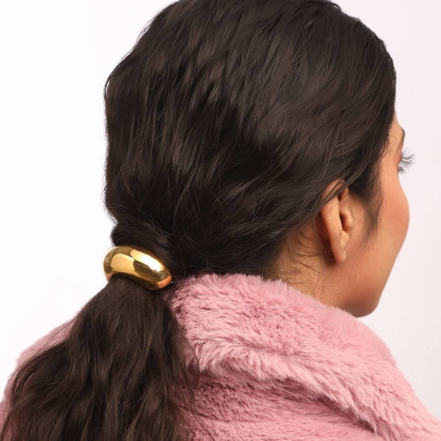 Golden Metallic Broad Hair Tie for Her