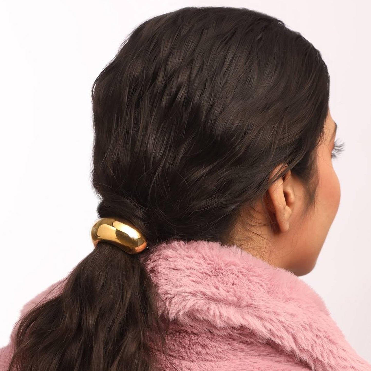 Golden Metallic Broad Hair Tie for Her