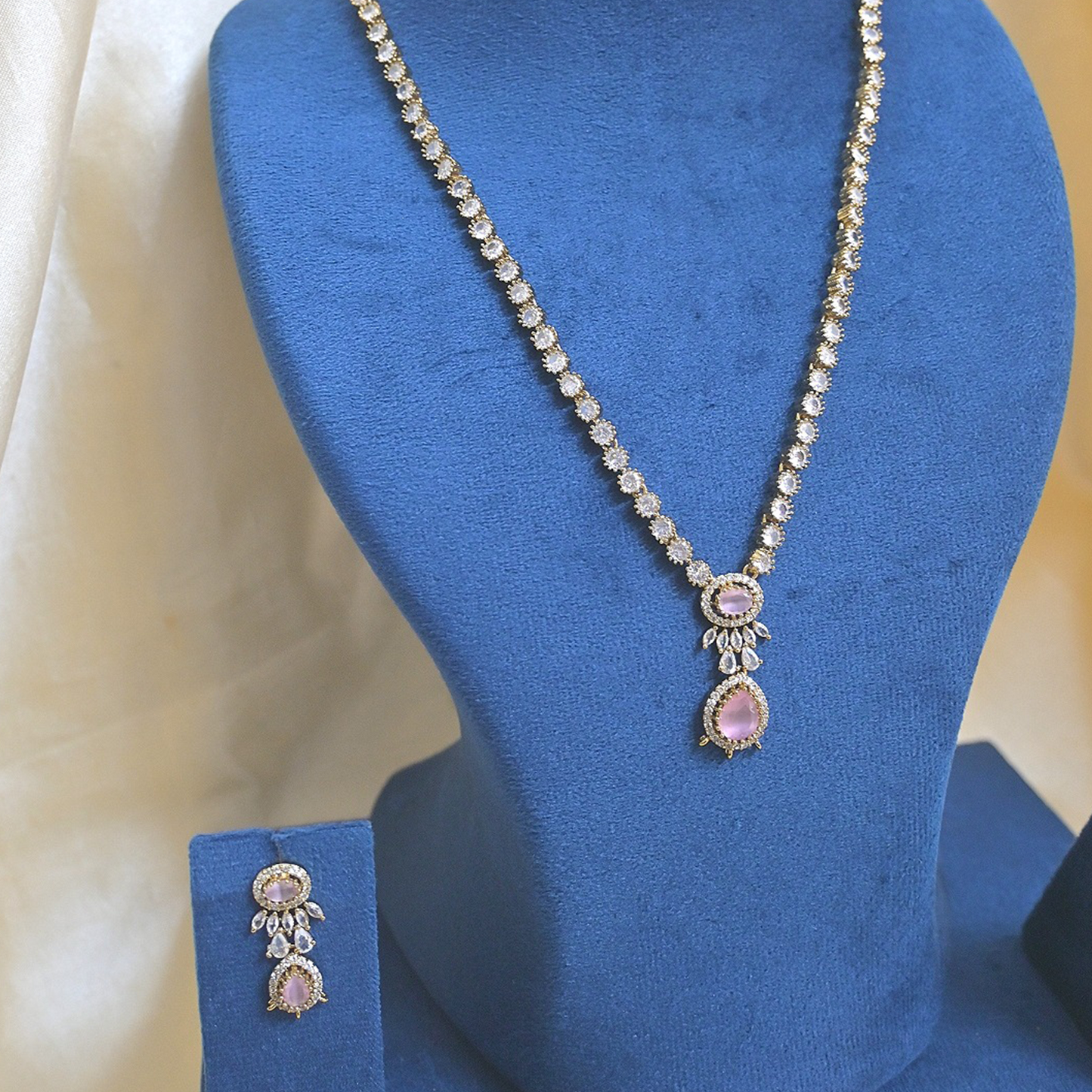 Kanak Antique Tone AD Long pendant Set