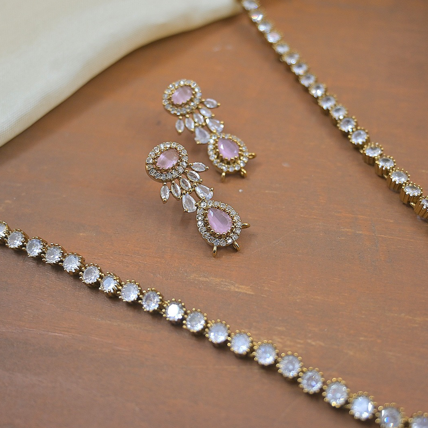 Kanak Antique Tone AD Long pendant Set