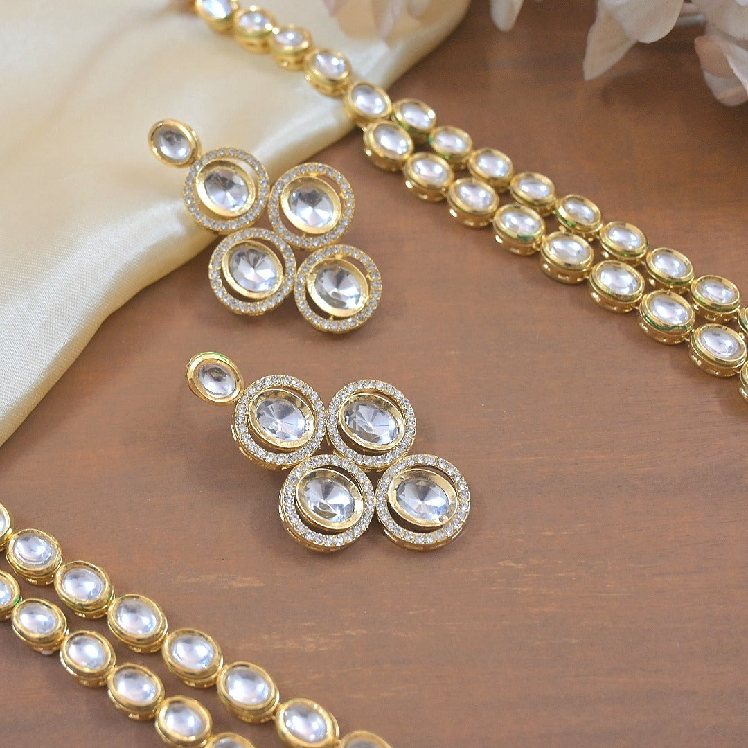 Anisha Gold Plated Polki Kundan Mala Set