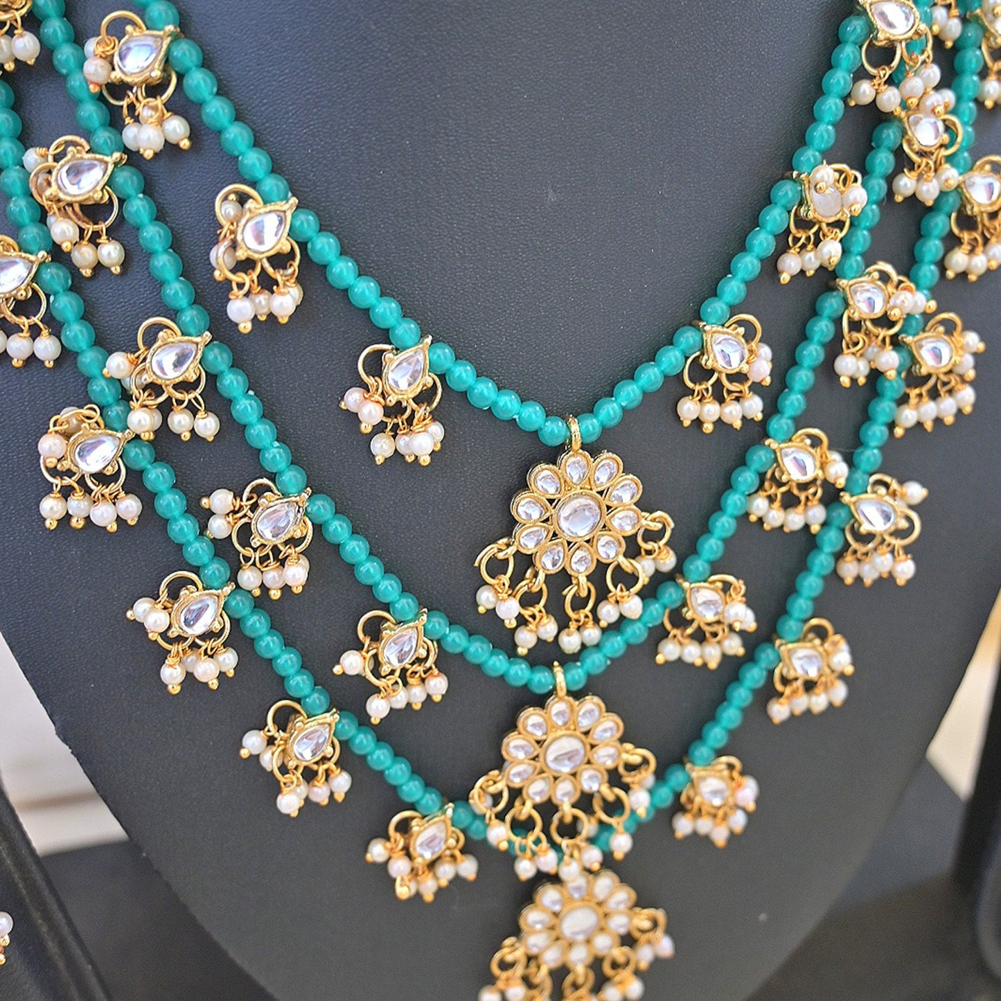 Saumya 3 Layered Rani Haar - Green