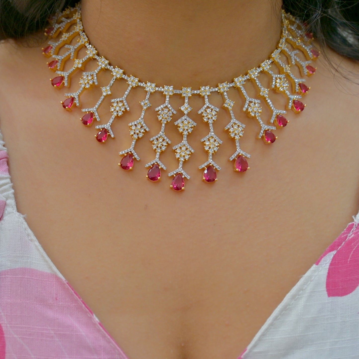 Sophia Dual Tone AD Jewellery Set