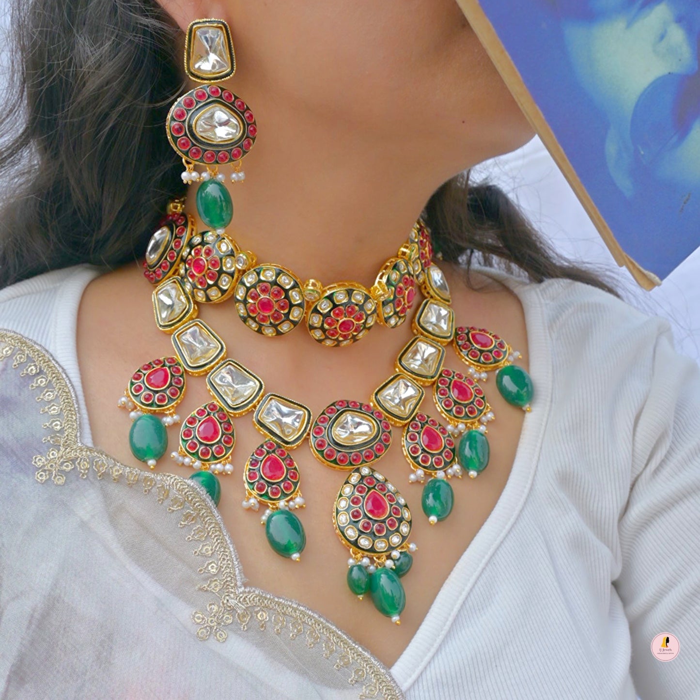Jeel Polki Kundan Semi Bridal Jewellery Set