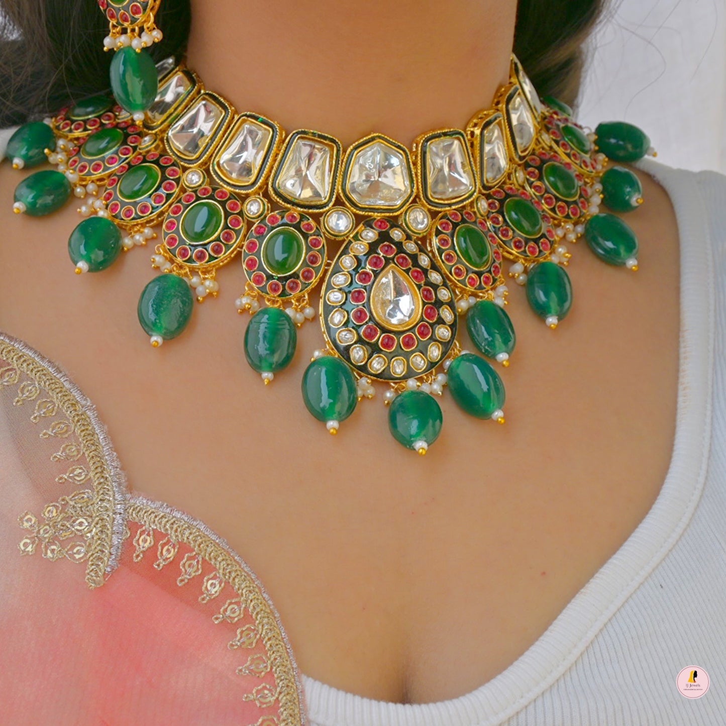 Oorja Polki Kundan Semi Bridal Jewellery Set