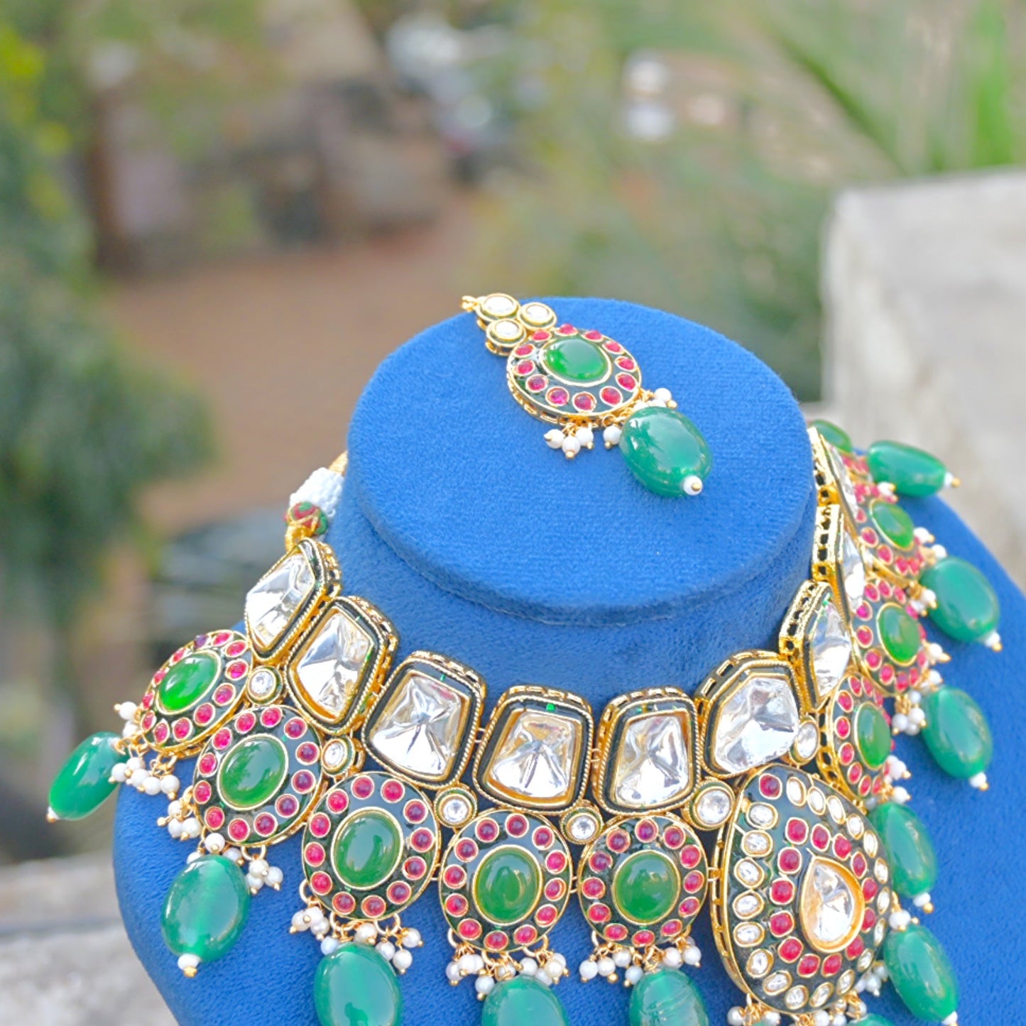 Oorja Polki Kundan Semi Bridal Jewellery Set