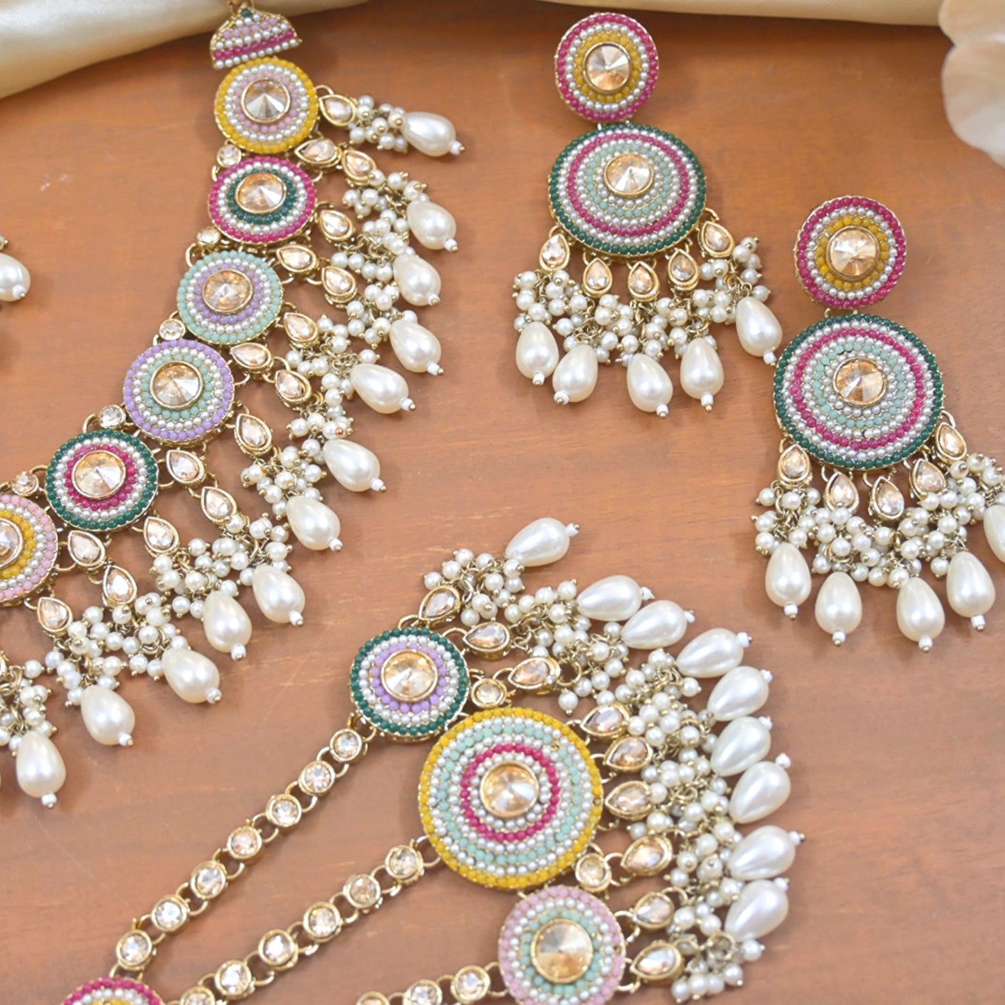 Amber Multi Color Kashmiri Jewellery Set