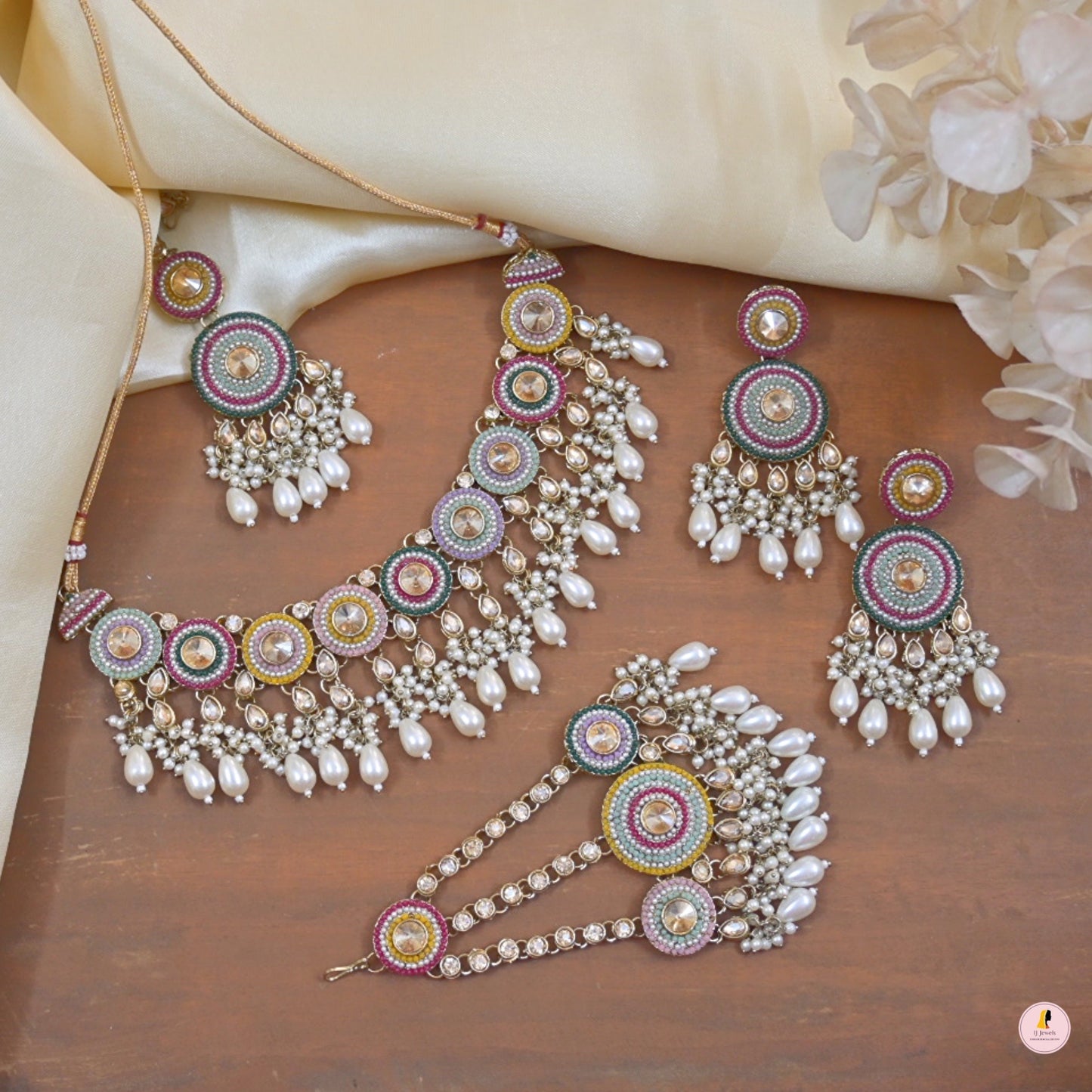 Amber Multi Color Kashmiri Jewellery Set