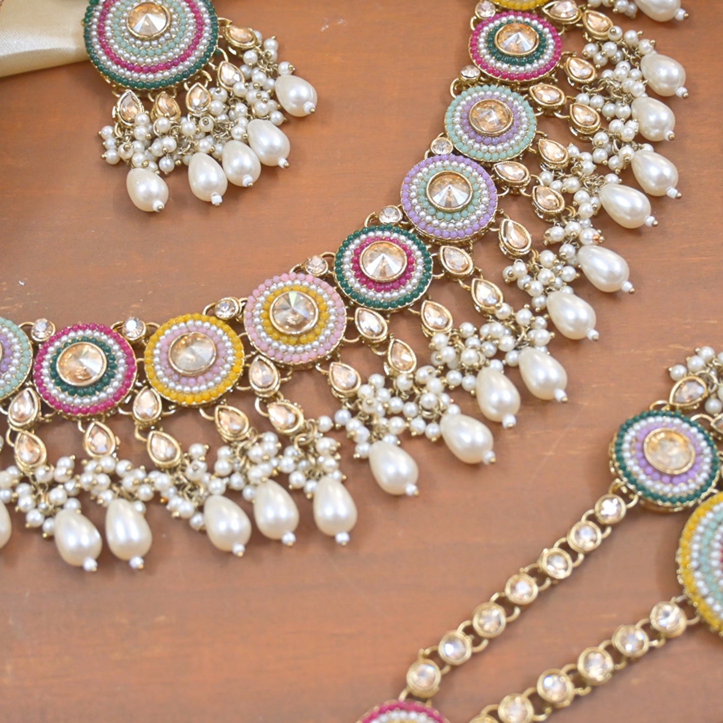Amber Multi Color Kashmiri Jewellery Set
