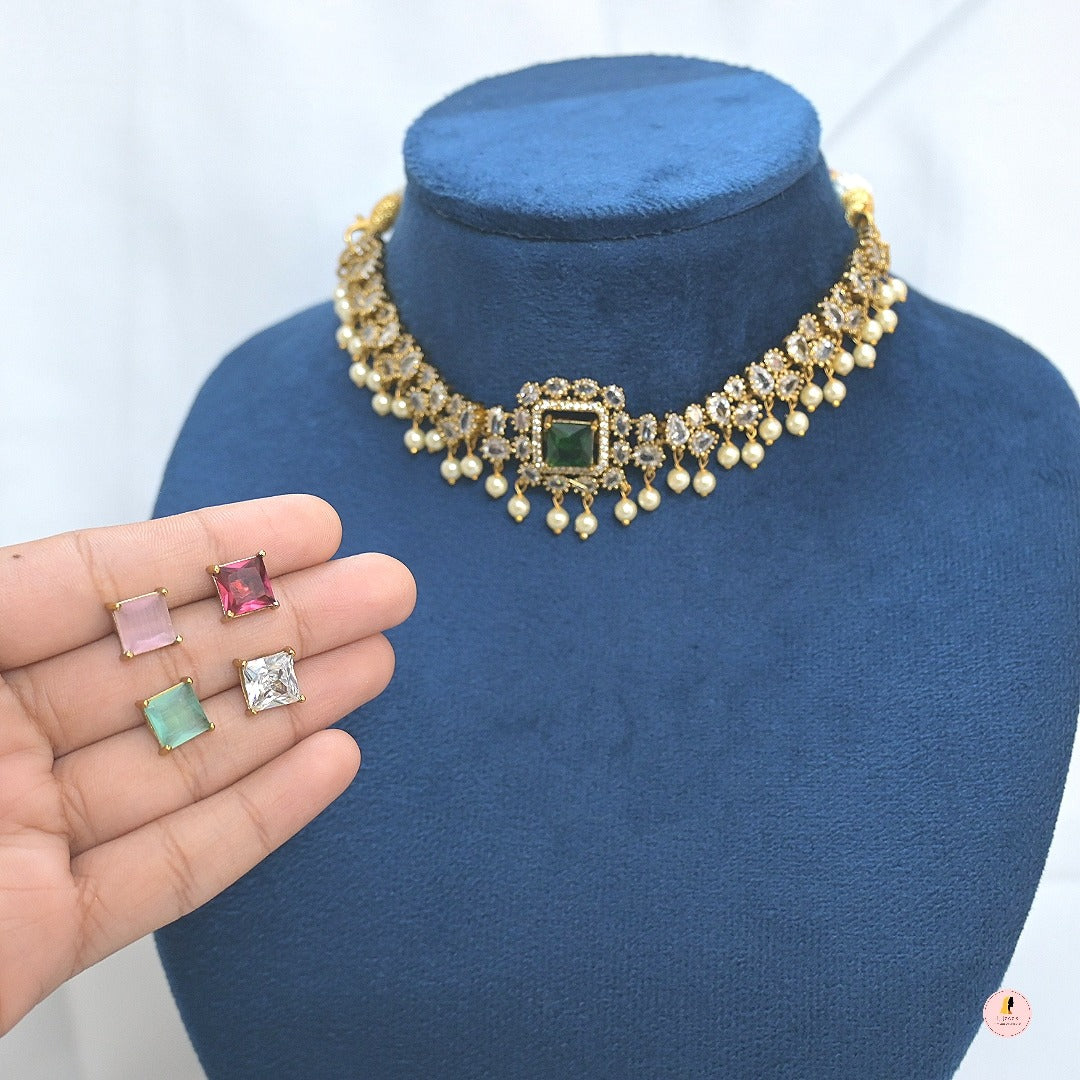 Aarohi Changeable AD Jhumka Set