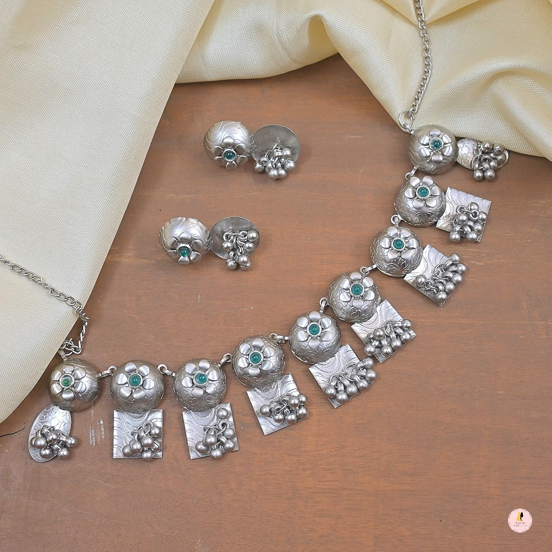 Hema Silver Matt Jewellery Set