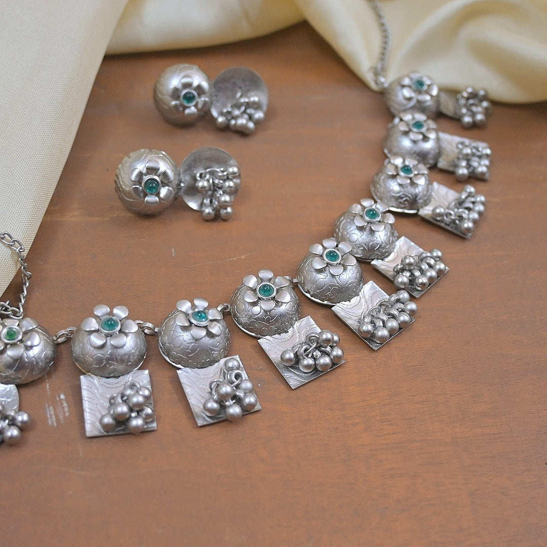 Hema Silver Matt Jewellery Set
