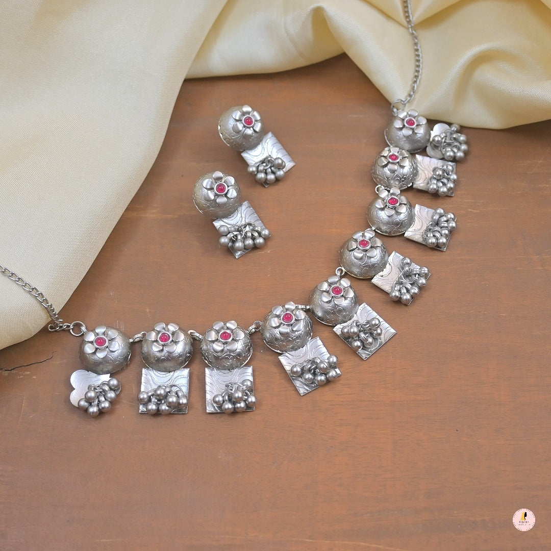 Hema Silver Matt Jewellery Set