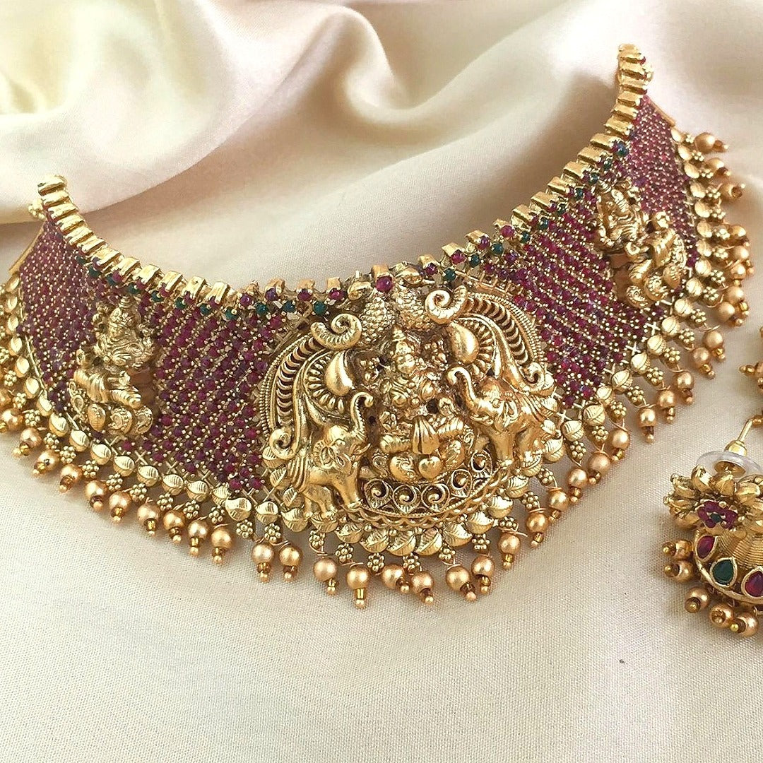 Nithya Copper kemp Choker Set
