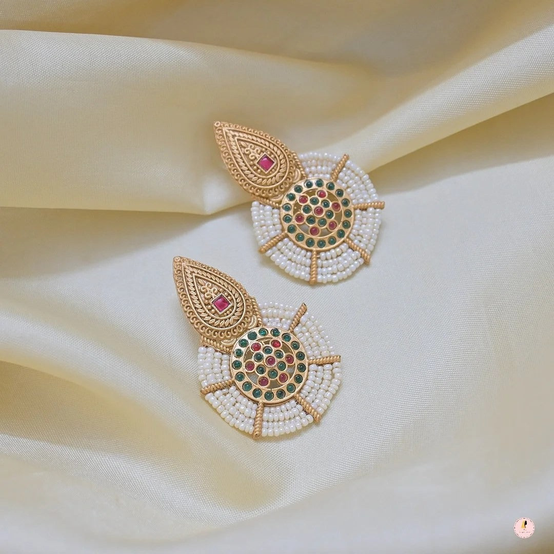 Gunjan Matt Finish Golden Kemp Earrings