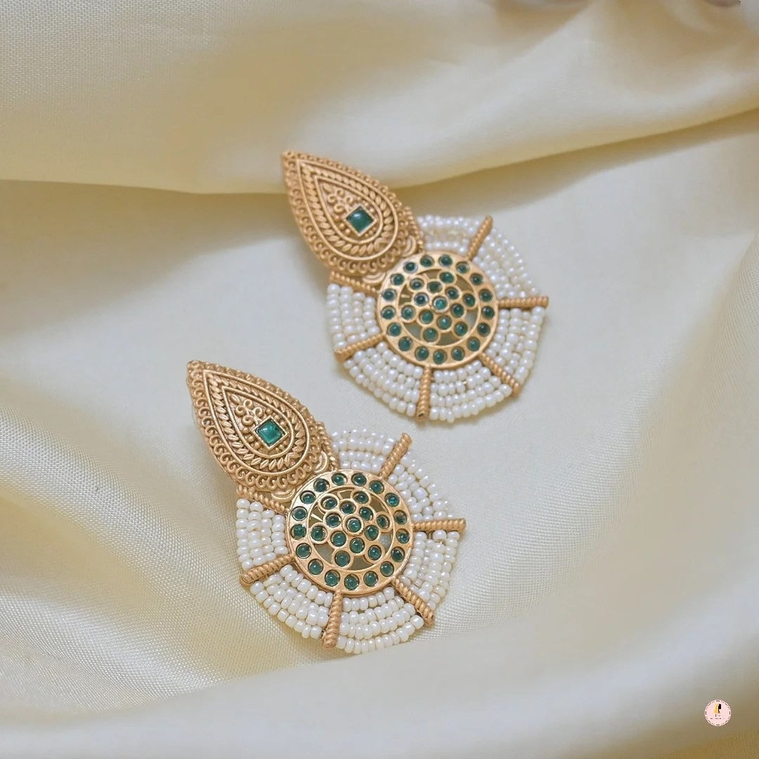 Gunjan Matt Finish Golden Kemp Earrings