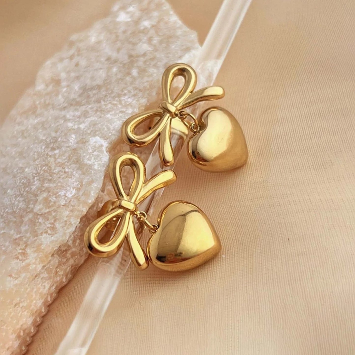 18K Gold Plated Dainty Bow Earrings
