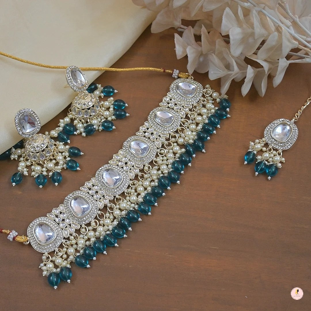 Kianna Pearl Layered Polki Lookalike Choker Set